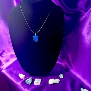 Blue autism necklace